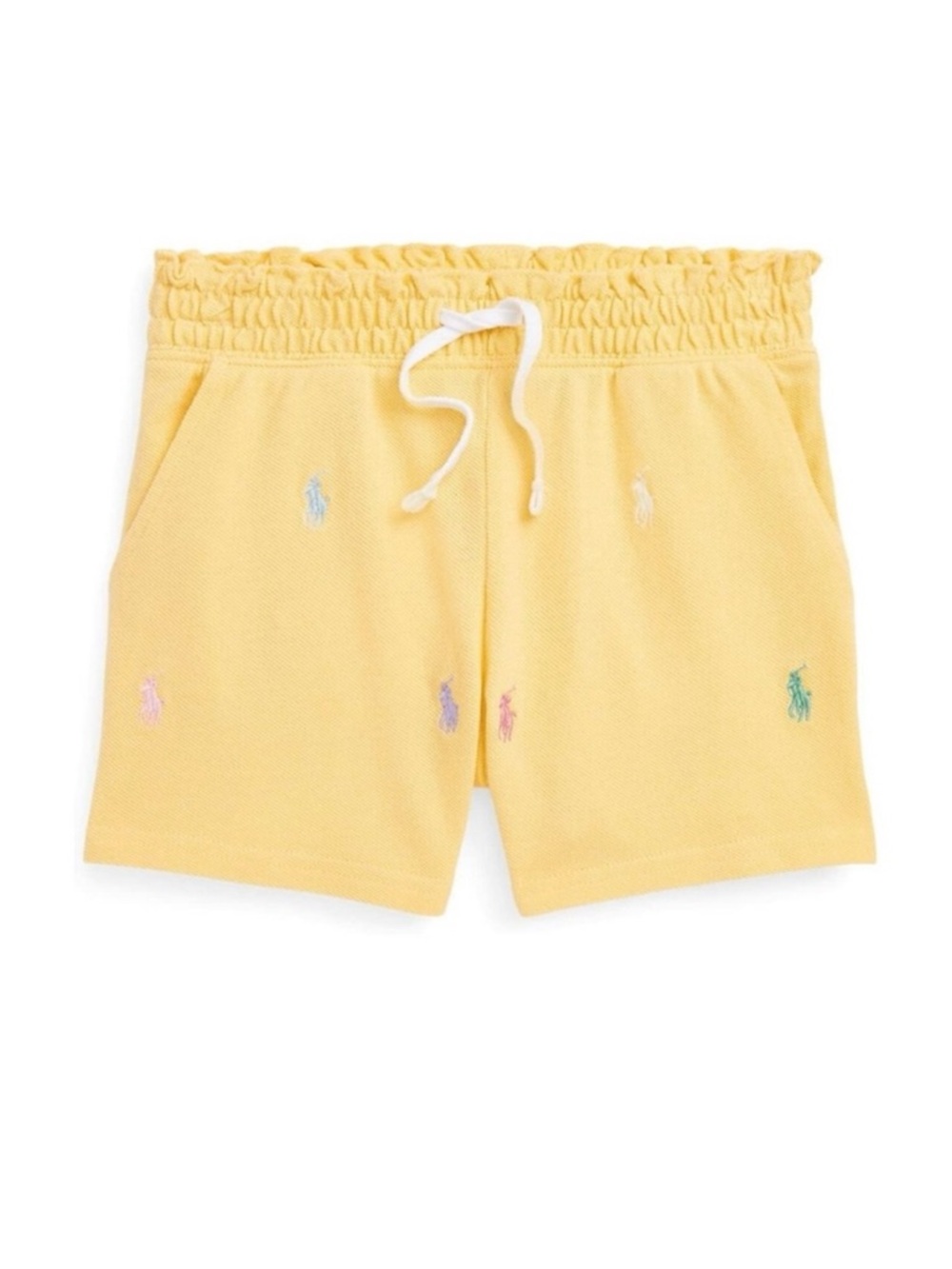 Ralph Lauren Pale Yellow Terry Embroidered Logo Drawstring Shorts